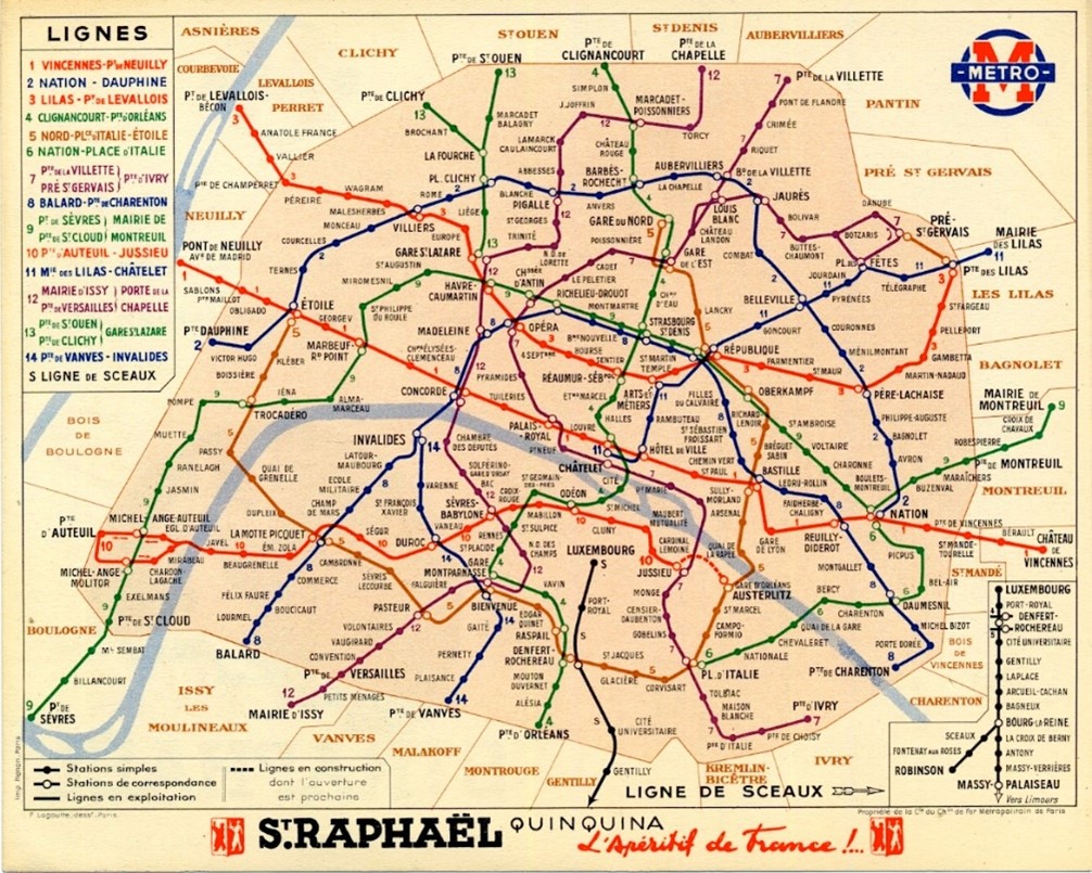 Plano del metro de Paris de 1939